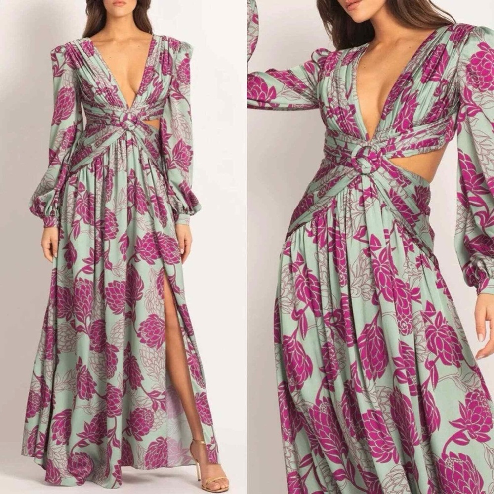 PatBo Celia Cutout Maxi Dress Aqua - NWT